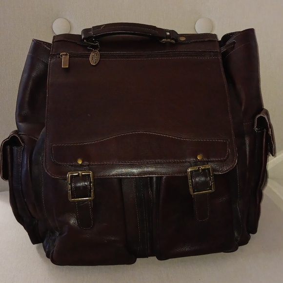David King Classic Porthole leather briefcase backpack EUC - Picture 1 of 10